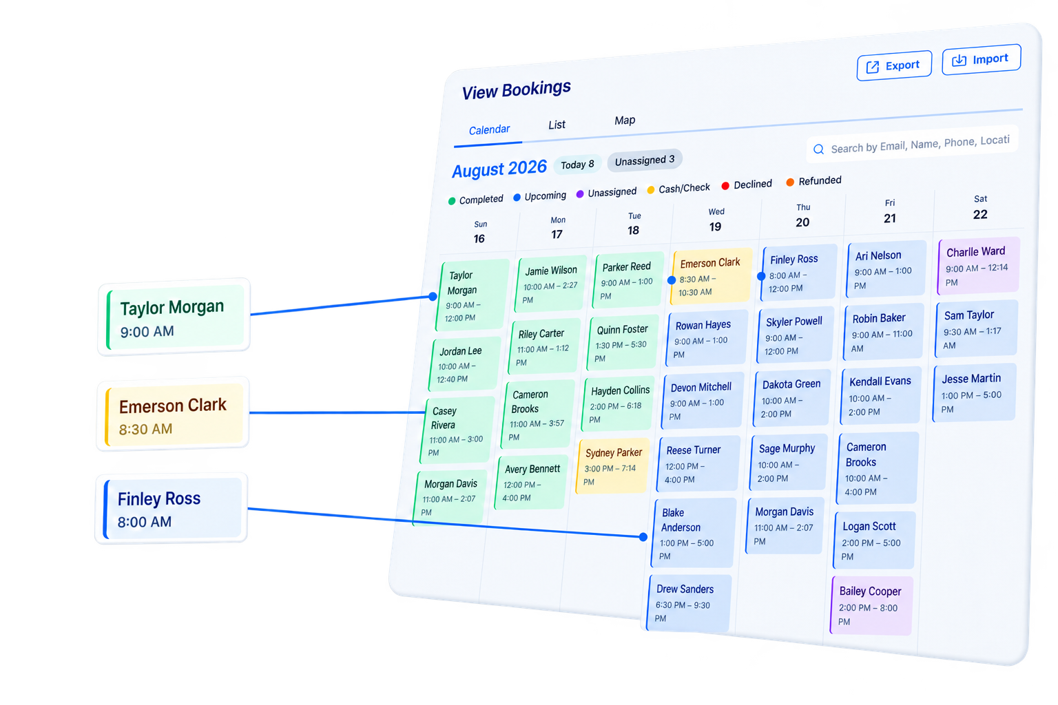 ScheduleDrop calendar showing openings across a home service team